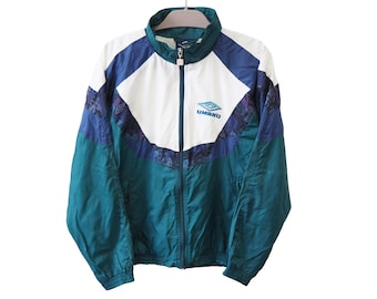 Vintage UMBRO Track Jacket Full Zip Size S green sport light wear 90s Sport Style Casual Light Wear Sportswear