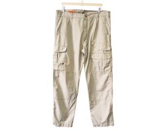 Vintage FJALLRAVEN G1000 trekkingbroek, outdoor retrostijl, maat XL, beige, jaren 90, sportieve stijl, casual, lichtgewicht, sportkleding.