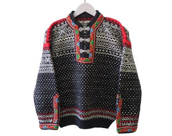 Vintage trui in Scandinavische stijl, gemaakt van zware wol, maat S voor dames. Retro stijl jaren 90, casual trui.