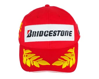 Vintage BRIDGESTONE Cap big logo red summer hat Formula 1 tires motorsport 90's Sport Style Casual Sportswear Headwear