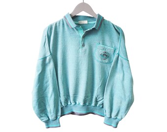 Sudadera vintage ADIDAS con cuello, talla M/L para mujer, estilo retro, jersey de los 90, estilo deportivo informal.