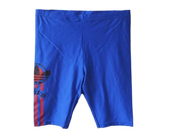 Vintage ADIDAS Leggings Shorts Men's Size M sport trainers blue big logo 90s Sport Style Light Wear Sportswear