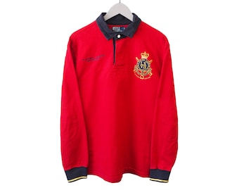 Vintage Polo by Ralph Lauren Rugby Shirt long sleeve T-Shirt collared jumper 00s Sport Style Casual Wear Jumper