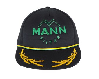 Vintage Mann Filter Cap Racing Big Logo Hat Retro Style Black 90's Sport Style Casual Sportswear Headwear
