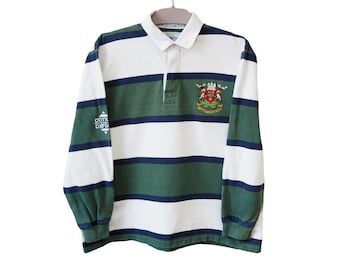 Vintage Nottingham RFC Cotton Oxford Rugby Shirt Long Sleeve Size Women's M 90s Sport Style Casual Wear Jumper