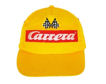 Vintage Carrera Cap Racing big logo yellow race hat 90s Sport Style Casual Sportswear Headwear