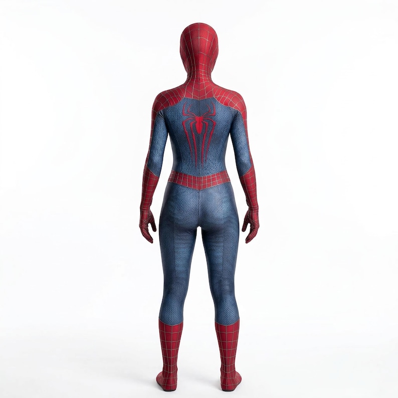 Red Spider Suit Cosplay | Andrew Garfield ASM2 Inspired Costume | Web Pattern Hero Outfit | Adult Halloween Bodysuit | 3D Textured Body image 8
