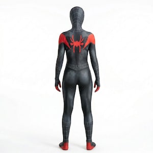 Disfraz de Spider-Man negro / Traje inspirado en Miles Morales del Spider-Verse / Traje de Halloween para adultos / Máscara 3D con lentes y diseño de telaraña imagen 7