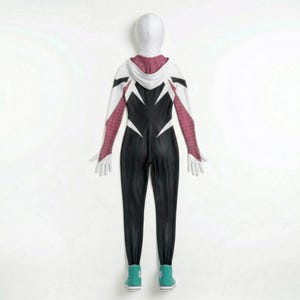 Costume d'araignée blanche Cosplay | Costume inspiré de Spider-Verse de Gwen Stacy | Body intégral de héros | Tenue d'Halloween pour femme | Zentai à capuche image 8