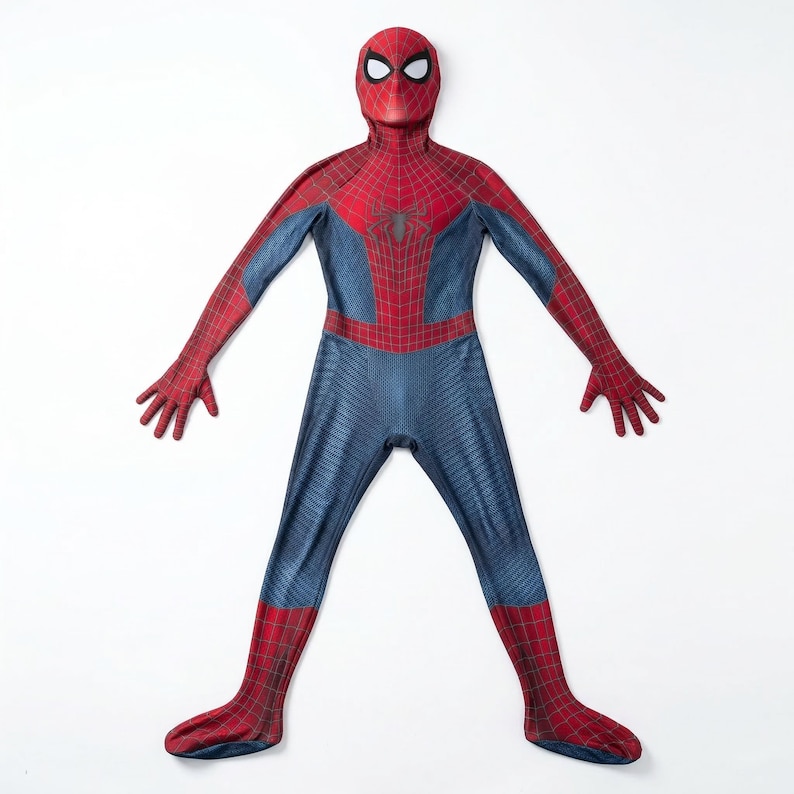 Red Spider Suit Cosplay | Andrew Garfield ASM2 Inspired Costume | Web Pattern Hero Outfit | Adult Halloween Bodysuit | 3D Textured Body image 14
