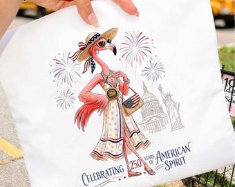 Patriotisk flamingo 250 år amerikansk anda png, USA sommargåva, fjärde juli grafisk t-shirt png digital nedladdning