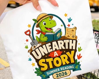 Unearth A Story Summer Reading 2026 Reading Book PNG , Librarian Reader Gift, Book Lover Graphic Tee Digital Download