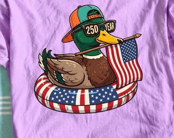 4th of July Mallard Duck Boy PNG, Funny Patriotic ‘Merica Duck Shirt Design, USA Red White Blue Sublimation, summer duck shirt, trendy USA