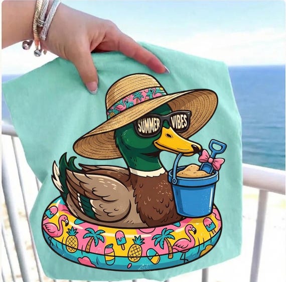Summer Vibes Duck PNG, Funny Summer Shirt Design, Kids Summer Shirt Graphic, girls Summer Duck PNG, Beach Vacation Shirt, summer break