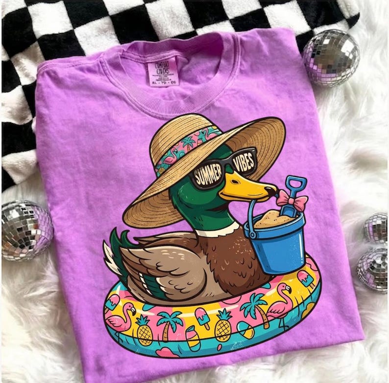 Summer Vibes Duck PNG, Funny Summer Shirt Design, Kids Summer Shirt Graphic, girls Summer Duck PNG, Beach Vacation Shirt, summer break image 8