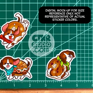 PK024 Beagle Bagels 3pc Sticker Pack / Cute Food Pups / Delicious Doggos / UV Protected Vinyl Stickers image 3