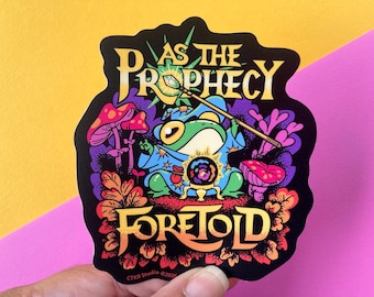VS234 As the Prophecy Foretold Wizard Frog, Waterproof, Dishwasher / Car Safe Original Art Vinyl Sticker