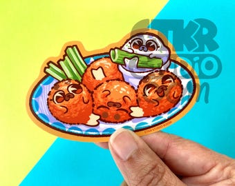 VS228 Cute Baby Seal Hot Wings Funny Food Waterproof Dishwasher Safe Vinyl Sticker Original Art No AI