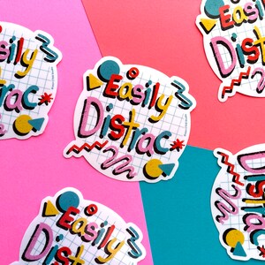 VS023 Easily Distracted Sticker / Easily Distrac / Funny ADHD Water ...