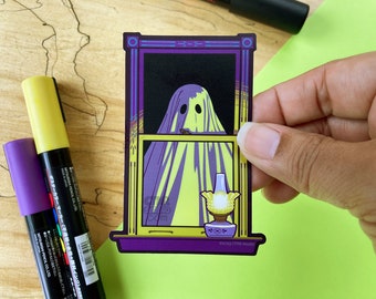 VS175 Spooky Window Sheet Ghost / Haunted House / Waterproof Vinyl Sticker