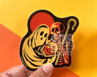 VS230 Reason for the Season Silly Halloween Original Art Sticker. Boo ghost, Skeleton, Jack O Lantern spooky waterproof car safe vinyl decal