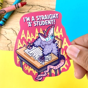 VS164 Eu sou um estudante heterossexual adesivo de vinil/gambá gritando engraçado/presente para professor e aluno/adesivo de vinil à prova d'água