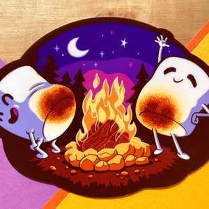 VS089 Cute Campfire Marshmallows Roasting Sticker