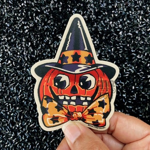 VS166 Vintage Style Halloween Pumpkin Vinyl Sticker / Witch Jack O Lantern / Spooky Season / Halloween All Year