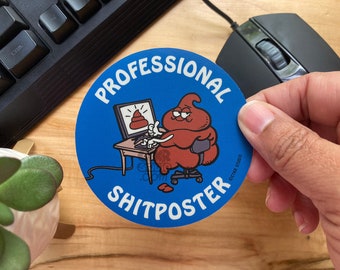 VS044 Professional Shitposter Vinyl Sticker / Gift for Internet Trolls / Terminally Online / Vintage 70s, 80s Style Retro Laptop Decal