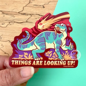 Autocollant en vinyle Iguanodon VS141 / Reste positif / Le pouce levé / Positivité toxique / Dinosaure drôle