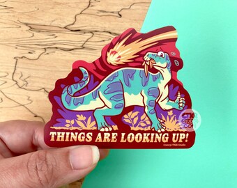 VS141 Things Are Looking Up Iguanodon Vinyl Sticker / Stay Positive / Thumbs Up / Toxic Positivity / Funny Dinosaur