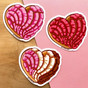 VS011 Concha Heart Vinyl Sticker / Valentine’s Day Concha / Mexican Food Hispanic Culture Waterproof Decal / Pan Dulce Water Bottle Sticker