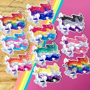 VS150 Pride Flag Unicorn Vinyl Sticker / LGBTQIA+ Flags / Gay / Lesbian / Trans Rights / Bisexual / Asexual / Queer Gift
