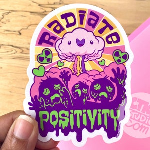 VS048 Radiate Positivity Vinyl Aufkleber / Kawaii Atompilz Atompilz / Toxic Positivity Smiley Anti Gaslighting Aufkleber Aufkleber