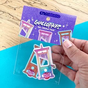 PK012 Cute Guillotines 3pc Sticker Pack / Kawaii Rainbow Guillotines / Eat the Rich