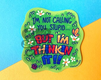 VS233 Spicy Sarcastic Dishwasher / Car Safe Original Art Vinyl Sticker: I'm Not Calling You Stupid