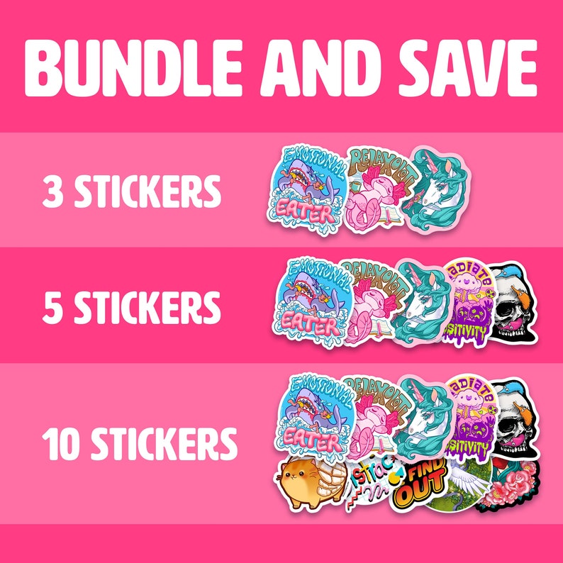 Custom Vinyl Sticker Pack / Custom Multi Sticker Bundle / Sticker Bomb Pack / Slap Sticker Mix image 2