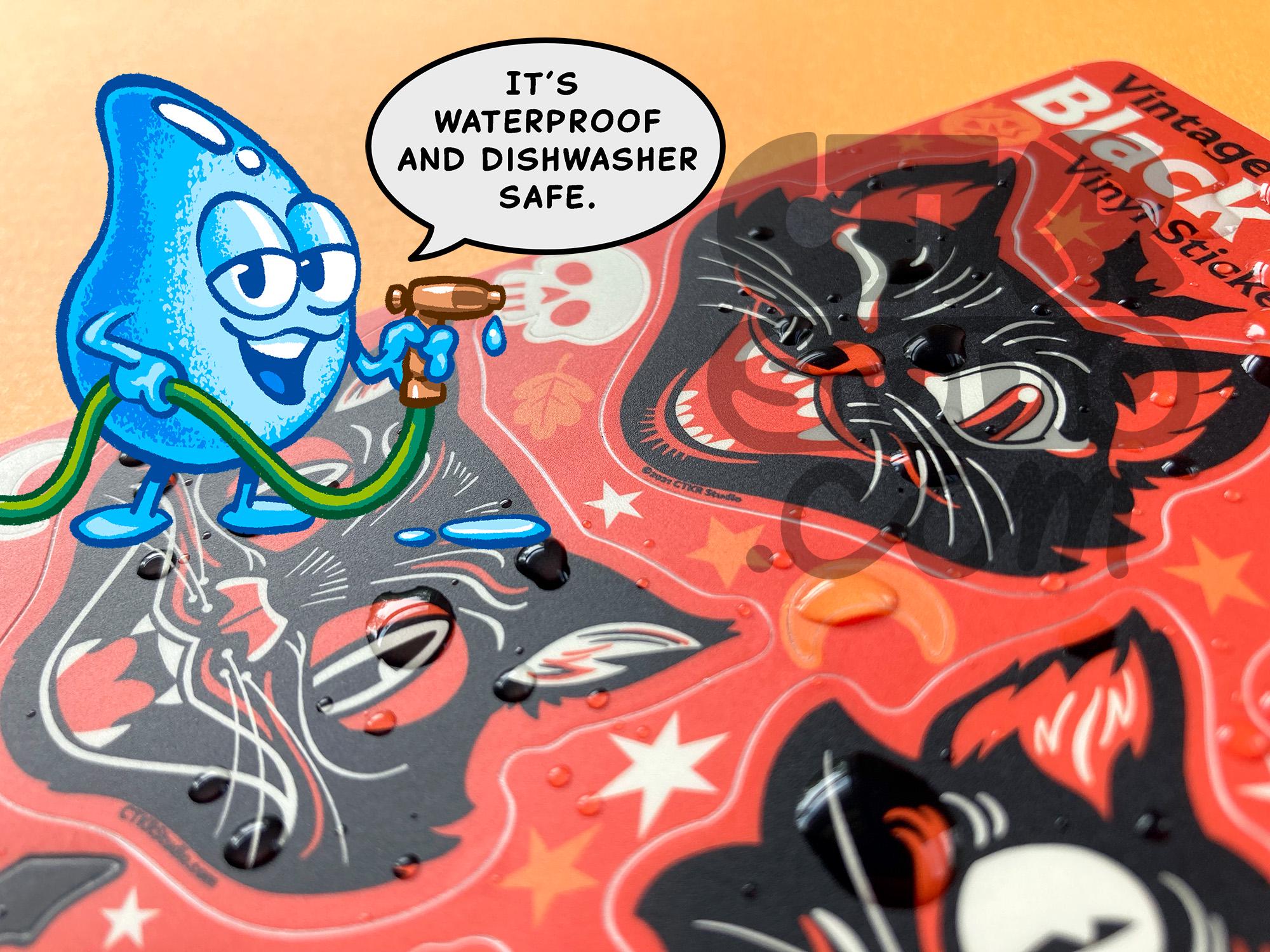 ST003 Vintage Halloween Black Cat Sticker Sheet: Waterproof Vinyl Art ...