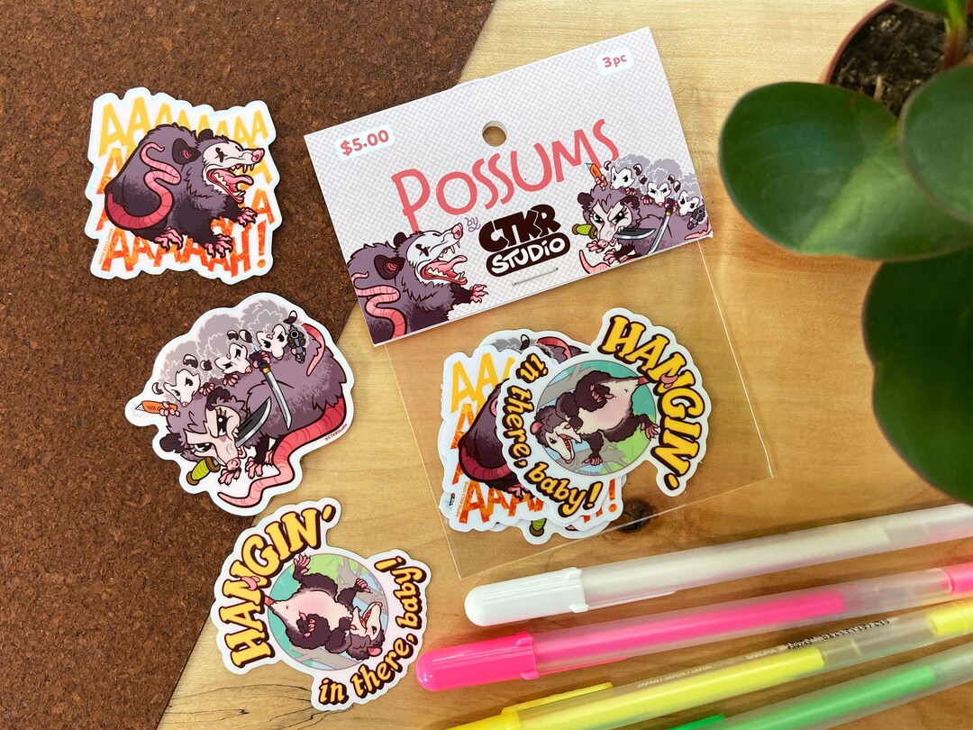 PK014 Possums Sticker Pack / Possum Lover / 3 Sticker Set / Waterproof ...