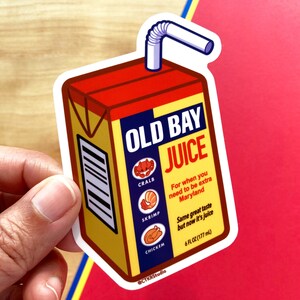 VS083 Old Bay Juice Box Vinyl Sticker / Kawaii Maryland Brand Crab Seasoning Parody / Waterproof Sticker Medium