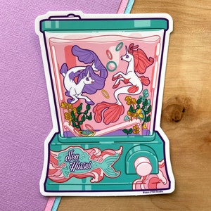 VS029 Mermaid Unicorns Water Toy Art Sticker / Unicorn Seahorse Sticker / Waterproof Merhorse Satin Finish