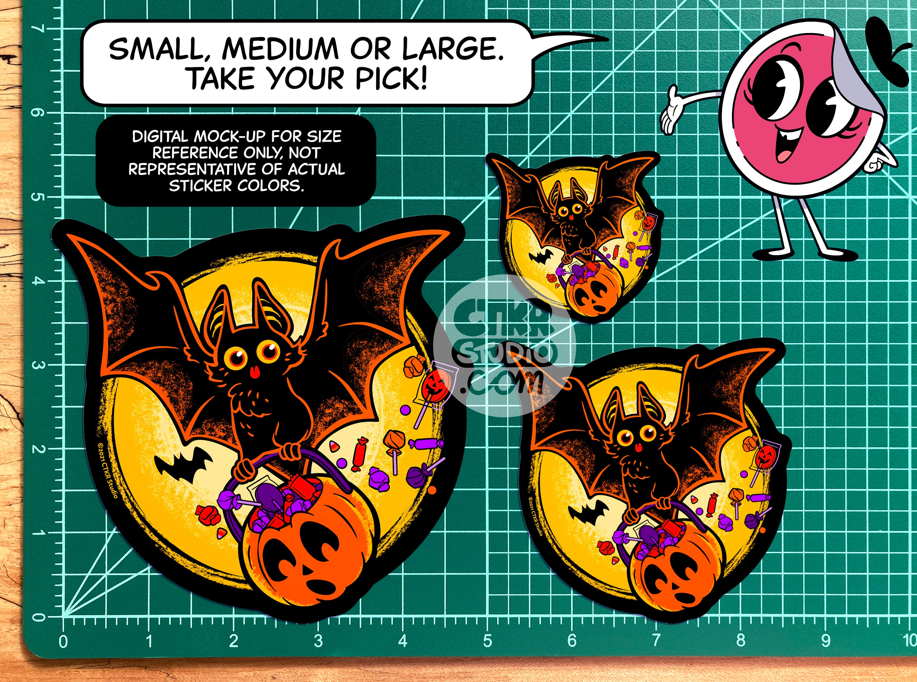 VS036 Retro Cute Halloween Bat Sticker / Kawaii Vintage Style Halloween ...