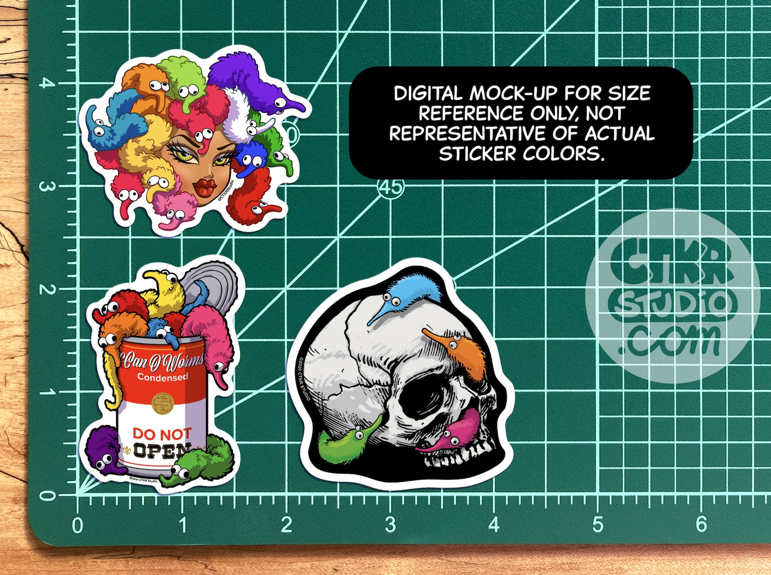 PK021 Worm on a String 3pc Sticker Pack / Stringworm / Squirmles / UV ...