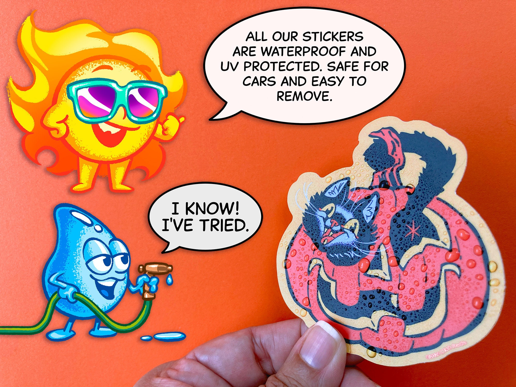 VS210 Winking Jack Halloween Sticker / Funny Black Cat / Jack O Lantern ...