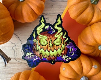 VS173 Sinister Paranormal Haunted Pumpkin / Spooky Jack O Lantern / Halloween Goth / dark vibes / Waterproof Vinyl Sticker