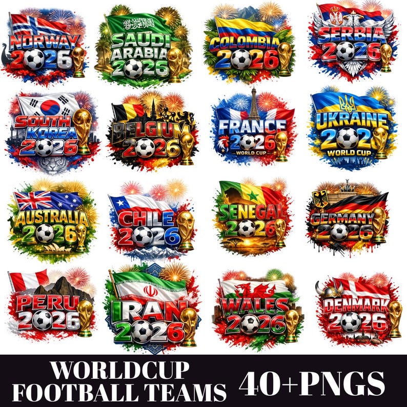 World Cup 2026 Football PNG Bundle – Cultural Typography Graphics (Digital Download) bild 2
