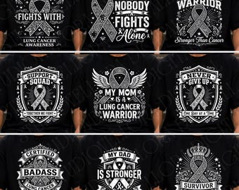 Lung Cancer Awareness Bundle PNG, Warrior Support Collection, Survivor Strength Shirt Designs