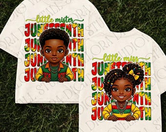 Little Mister & Miss Juneteenth Freedom Celebration PNG, June 19 Heritage Kids Digital Design Download