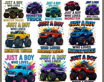 Monster Truck Clipart PNG | Game Set Kids | Vehicle Graphics (Digital Download)