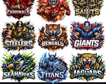 Fierce Football | Mascot PNG Bundle | Sports Team Clipart (Digital Download)